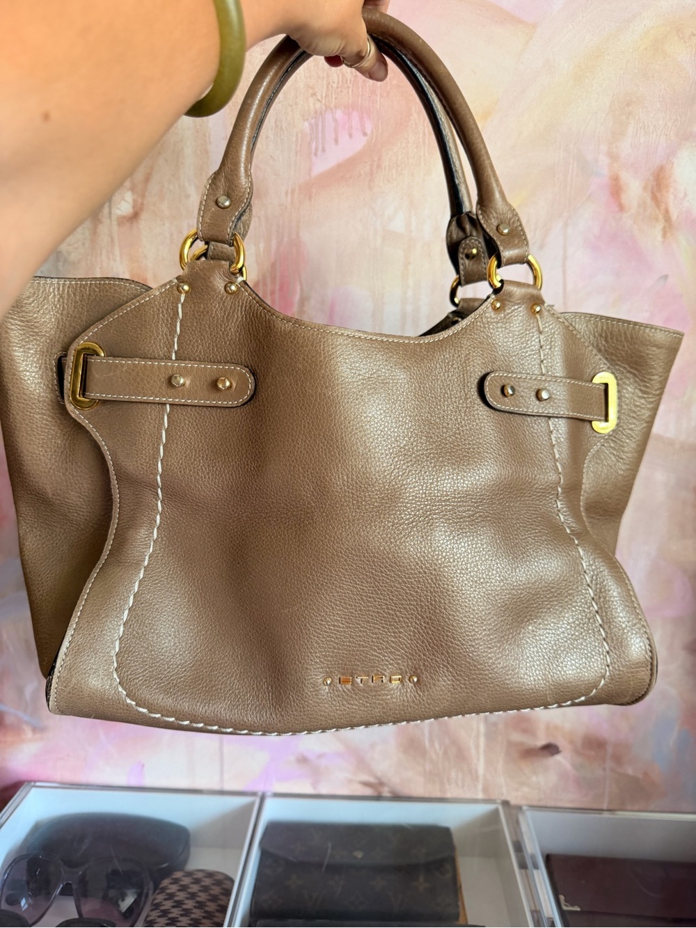 Etro Classic Taupe Leather Tote